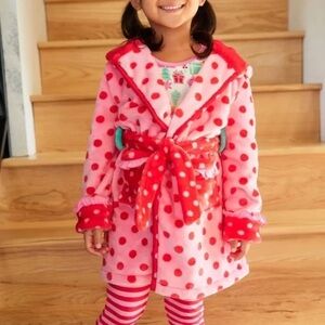 Matilda Jane Wonderment All Clean Fluffy Pink Polka Dot Bath Robe